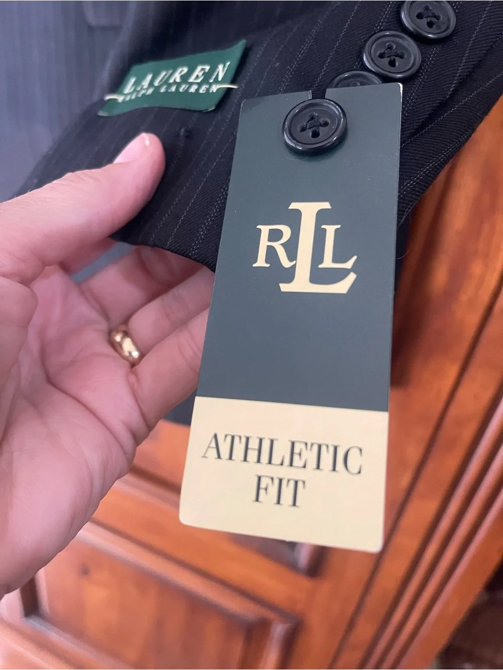 Lauren Ralph Lauren black athletic fit NWT Pinstripe 100% Wool Suit Jacket